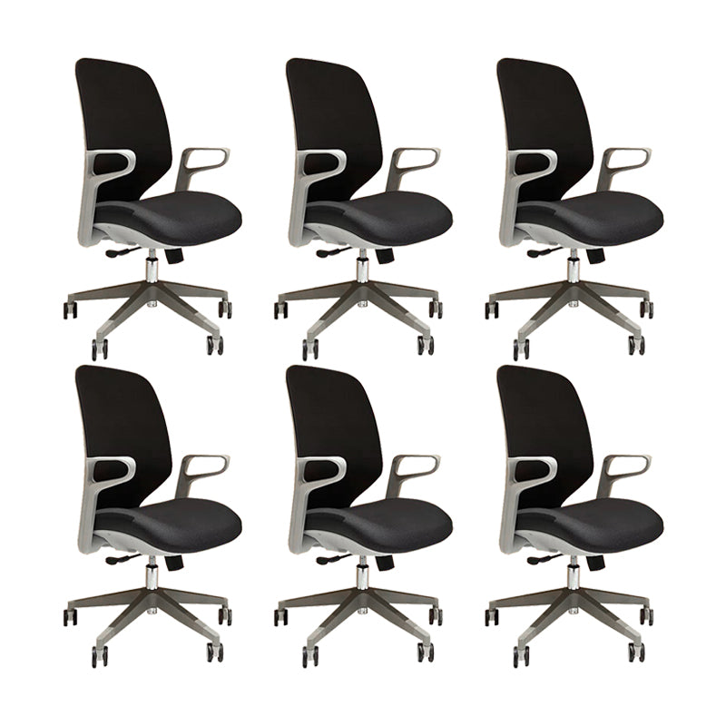 Contemporary Adjustable Microfiber Swivel Chair Conference High Back Office Chair Black 6 Piece Set Clearhalo 'furn' 'furn_office_chair' 'Furniture' 'Office Chairs' 'Office Furniture' 'office_chair' 6335273