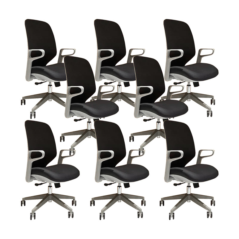 Contemporary Adjustable Microfiber Swivel Chair Conference High Back Office Chair Black 8 Piece Set Clearhalo 'furn' 'furn_office_chair' 'Furniture' 'Office Chairs' 'Office Furniture' 'office_chair' 6335274