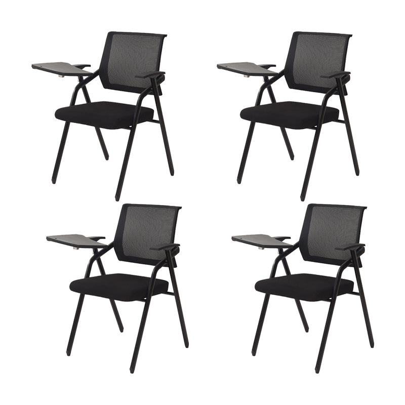 No Distressing Contemporary Guest Chair Microfiber Back Conference Chair 4 Piece Set Casters Not Included Black Clearhalo 'furn' 'furn_office_chair' 'Furniture' 'Office Chairs' 'Office Furniture' 'office_chair' 6335281