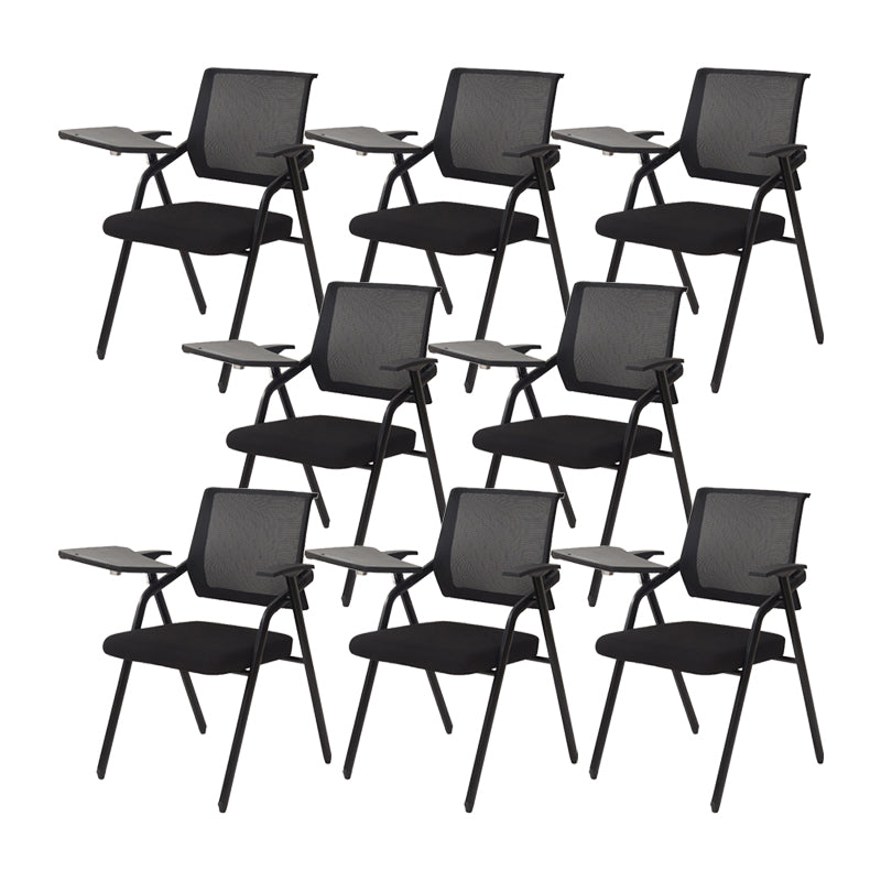 No Distressing Contemporary Guest Chair Microfiber Back Conference Chair 8 Piece Set Casters Not Included Black Clearhalo 'furn' 'furn_office_chair' 'Furniture' 'Office Chairs' 'Office Furniture' 'office_chair' 6335285