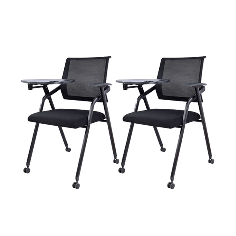 No Distressing Contemporary Guest Chair Microfiber Back Conference Chair 2 Piece Set Casters Included Black Clearhalo 'furn' 'furn_office_chair' 'Furniture' 'Office Chairs' 'Office Furniture' 'office_chair' 6335288