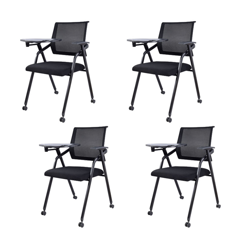 No Distressing Contemporary Guest Chair Microfiber Back Conference Chair 4 Piece Set Casters Included Black Clearhalo 'furn' 'furn_office_chair' 'Furniture' 'Office Chairs' 'Office Furniture' 'office_chair' 6335290