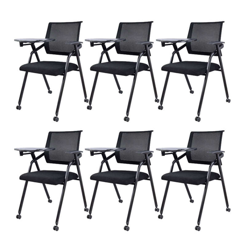 No Distressing Contemporary Guest Chair Microfiber Back Conference Chair 6 Piece Set Casters Included Black Clearhalo 'furn' 'furn_office_chair' 'Furniture' 'Office Chairs' 'Office Furniture' 'office_chair' 6335292
