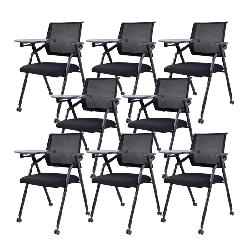 No Distressing Contemporary Guest Chair Microfiber Back Conference Chair 8 Piece Set Casters Included Black Clearhalo 'furn' 'furn_office_chair' 'Furniture' 'Office Chairs' 'Office Furniture' 'office_chair' 6335293