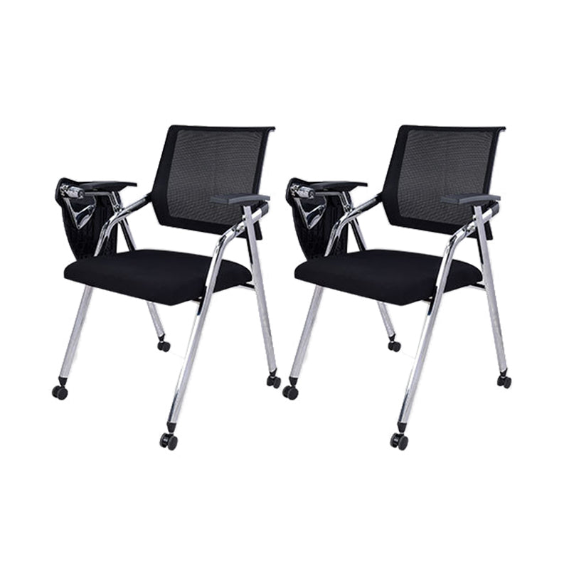 No Distressing Contemporary Guest Chair Microfiber Back Conference Chair 2 Piece Set Casters Included Silver Clearhalo 'furn' 'furn_office_chair' 'Furniture' 'Office Chairs' 'Office Furniture' 'office_chair' 6335302