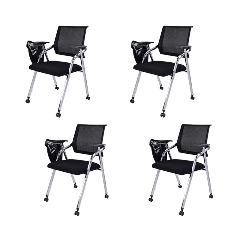 No Distressing Contemporary Guest Chair Microfiber Back Conference Chair 4 Piece Set Casters Included Silver Clearhalo 'furn' 'furn_office_chair' 'Furniture' 'Office Chairs' 'Office Furniture' 'office_chair' 6335303