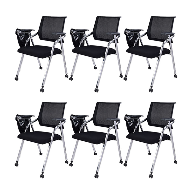 No Distressing Contemporary Guest Chair Microfiber Back Conference Chair 6 Piece Set Casters Included Silver Clearhalo 'furn' 'furn_office_chair' 'Furniture' 'Office Chairs' 'Office Furniture' 'office_chair' 6335304