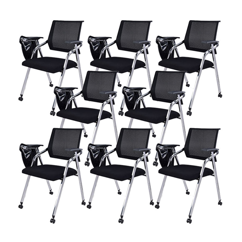 No Distressing Contemporary Guest Chair Microfiber Back Conference Chair 8 Piece Set Casters Included Silver Clearhalo 'furn' 'furn_office_chair' 'Furniture' 'Office Chairs' 'Office Furniture' 'office_chair' 6335305