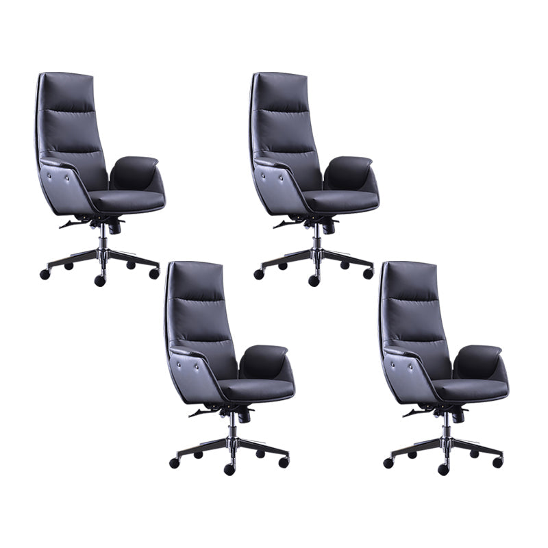 Office High Back Managers Chair Modern Armless Upholstered Executive Chair Black 4 Piece Set Clearhalo 'furn' 'furn_office_chair' 'Furniture' 'Office Chairs' 'Office Furniture' 'office_chair' 6335319