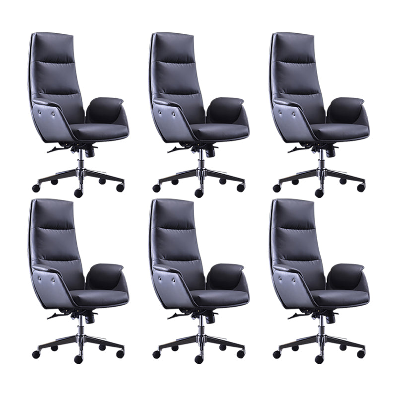 Office High Back Managers Chair Modern Armless Upholstered Executive Chair Black 6 Piece Set Clearhalo 'furn' 'furn_office_chair' 'Furniture' 'Office Chairs' 'Office Furniture' 'office_chair' 6335321