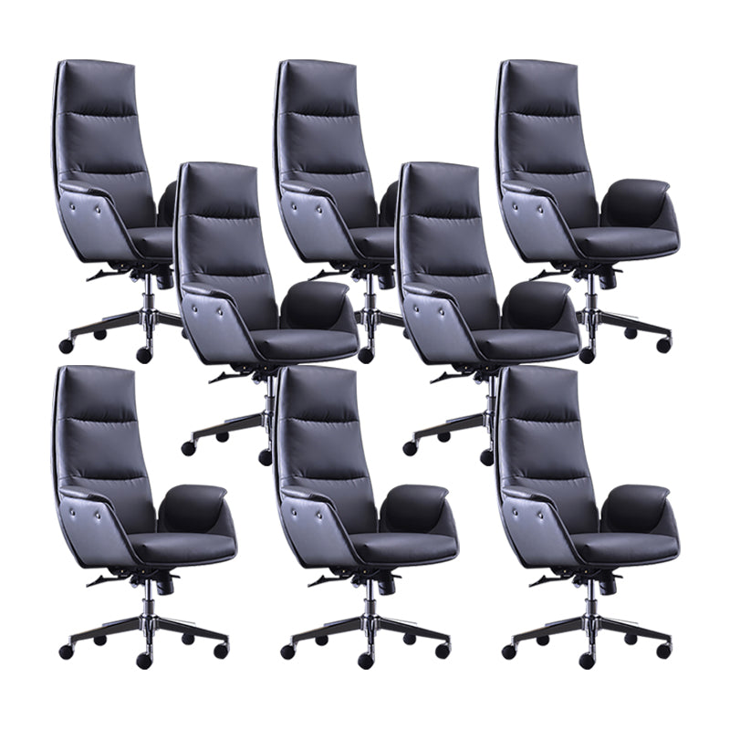Office High Back Managers Chair Modern Armless Upholstered Executive Chair Black 8 Piece Set Clearhalo 'furn' 'furn_office_chair' 'Furniture' 'Office Chairs' 'Office Furniture' 'office_chair' 6335323