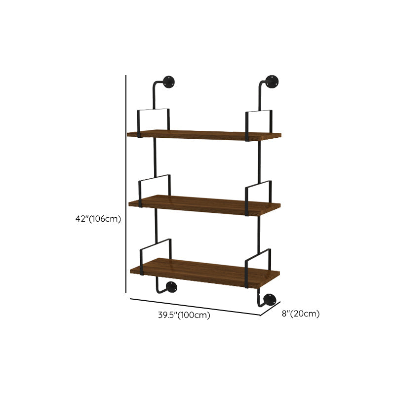 Modern Wall Mounted Bookcase Wood Natural Bookshelf with Shelves