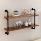 Metal and Wooden Floating Shelf Modern Natural Wall Mounted Bookshelf for Study Room