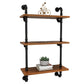 Metal and Wooden Floating Shelf Modern Natural Wall Mounted Bookshelf for Study Room