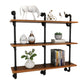 Metal and Wooden Floating Shelf Modern Natural Wall Mounted Bookshelf for Study Room