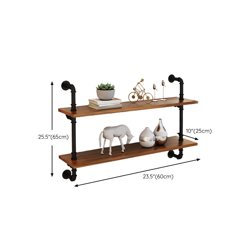 Metal and Wooden Floating Shelf Modern Natural Wall Mounted Bookshelf for Study Room
