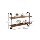 Metal and Wooden Floating Shelf Modern Natural Wall Mounted Bookshelf for Study Room