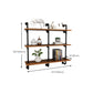 Metal and Wooden Floating Shelf Modern Natural Wall Mounted Bookshelf for Study Room