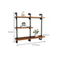 Metal and Wooden Floating Shelf Modern Natural Wall Mounted Bookshelf for Study Room