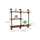 Metal and Wooden Floating Shelf Modern Natural Wall Mounted Bookshelf for Study Room
