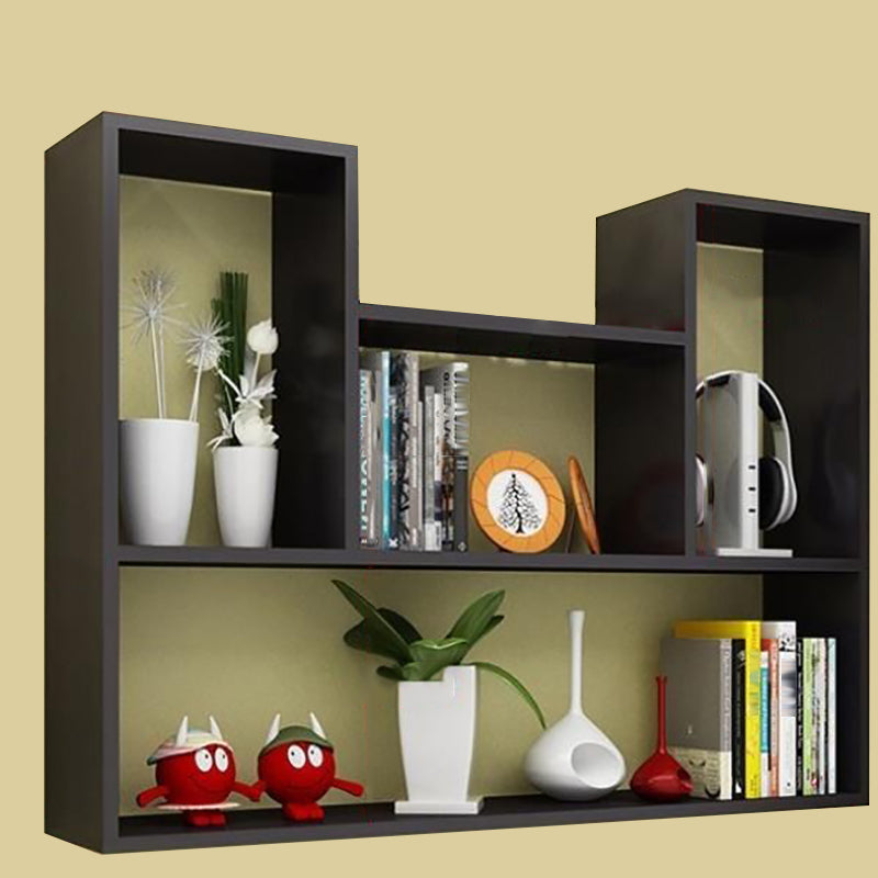 Modern Engineered Wood Bookcase Floating Wall Mounted Bookshelf 35"L x 8"W x 28"H Black Clearhalo 'Bookcases' 'furn' 'furn_bookcases' 'Furniture' 'Office Furniture' 6335561