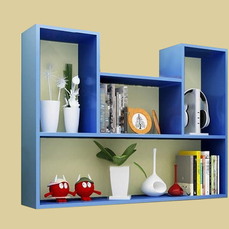 Modern Engineered Wood Bookcase Floating Wall Mounted Bookshelf 35"L x 8"W x 28"H Blue Clearhalo 'Bookcases' 'furn' 'furn_bookcases' 'Furniture' 'Office Furniture' 6335564