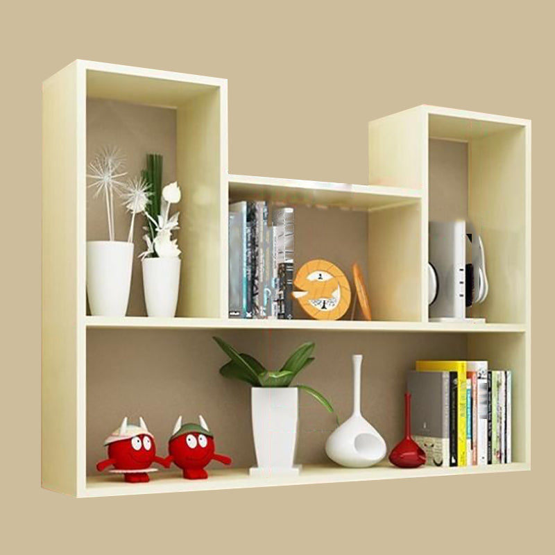 Modern Engineered Wood Bookcase Floating Wall Mounted Bookshelf 35"L x 8"W x 28"H Natural Clearhalo 'Bookcases' 'furn' 'furn_bookcases' 'Furniture' 'Office Furniture' 6335565