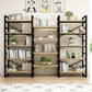 Contemporary Metal and Wooden Shelf Bookcase Open Book Shelf for Study Room