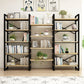 Contemporary Metal and Wooden Shelf Bookcase Open Book Shelf for Study Room