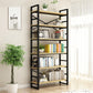 Contemporary Metal and Wooden Shelf Bookcase Open Book Shelf for Study Room