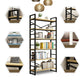 Contemporary Metal and Wooden Shelf Bookcase Open Book Shelf for Study Room