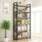 Contemporary Metal and Wooden Shelf Bookcase Open Book Shelf for Study Room
