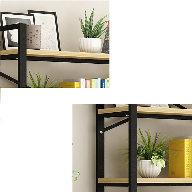 Contemporary Metal and Wooden Shelf Bookcase Open Book Shelf for Study Room