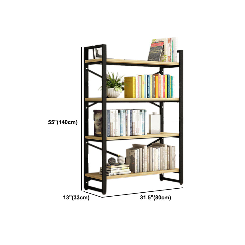 Contemporary Metal and Wooden Shelf Bookcase Open Book Shelf for Study Room