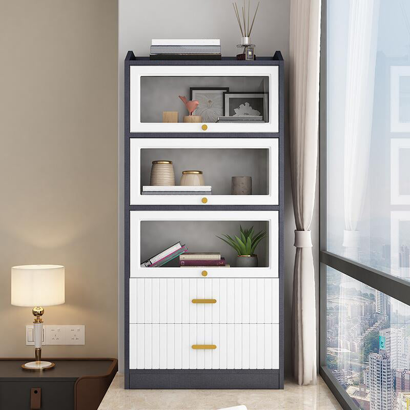 Contemporary Wood Bookshelf Standard Book Shelf for Home Office 11.8" Wide 28"L x 12"W x 59"H Matte Black Clearhalo 'Bookcases' 'furn' 'furn_bookcases' 'Furniture' 'Office Furniture' 6335711