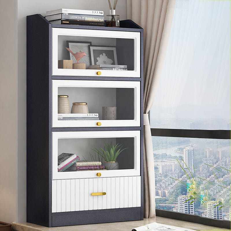 Contemporary Wood Bookshelf Standard Book Shelf for Home Office 11.8" Wide 23.6"L x 11.8"W x 51.2"H Matte Black Clearhalo 'Bookcases' 'furn' 'furn_bookcases' 'Furniture' 'Office Furniture' 6335713