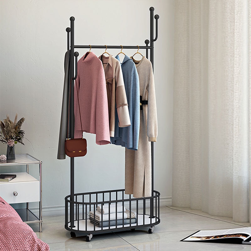 Glam Metallic Coat Hanger Pure Color Hooks Design Free Standing Coat Rack 31.5"L x 13"W x 67"H Black Clearhalo 'Entry & Mudroom Furniture' 'furn' 'furn_hall_tree_coat_racks' 'Furniture' 'Hall Trees & Coat Racks' 'hall_tree_coat_racks' 6335789