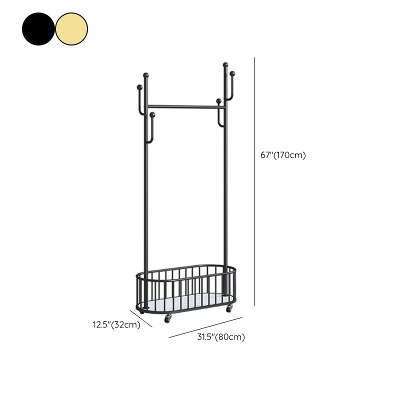 Glam Metallic Coat Hanger Pure Color Hooks Design Free Standing Coat Rack Clearhalo 'Entry & Mudroom Furniture' 'furn' 'furn_hall_tree_coat_racks' 'Furniture' 'Hall Trees & Coat Racks' 'hall_tree_coat_racks' 6335792