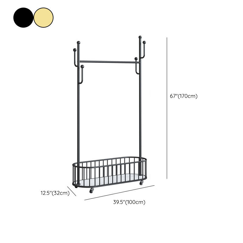Glam Metallic Coat Hanger Pure Color Hooks Design Free Standing Coat Rack Clearhalo 'Entry & Mudroom Furniture' 'furn' 'furn_hall_tree_coat_racks' 'Furniture' 'Hall Trees & Coat Racks' 'hall_tree_coat_racks' 6335793