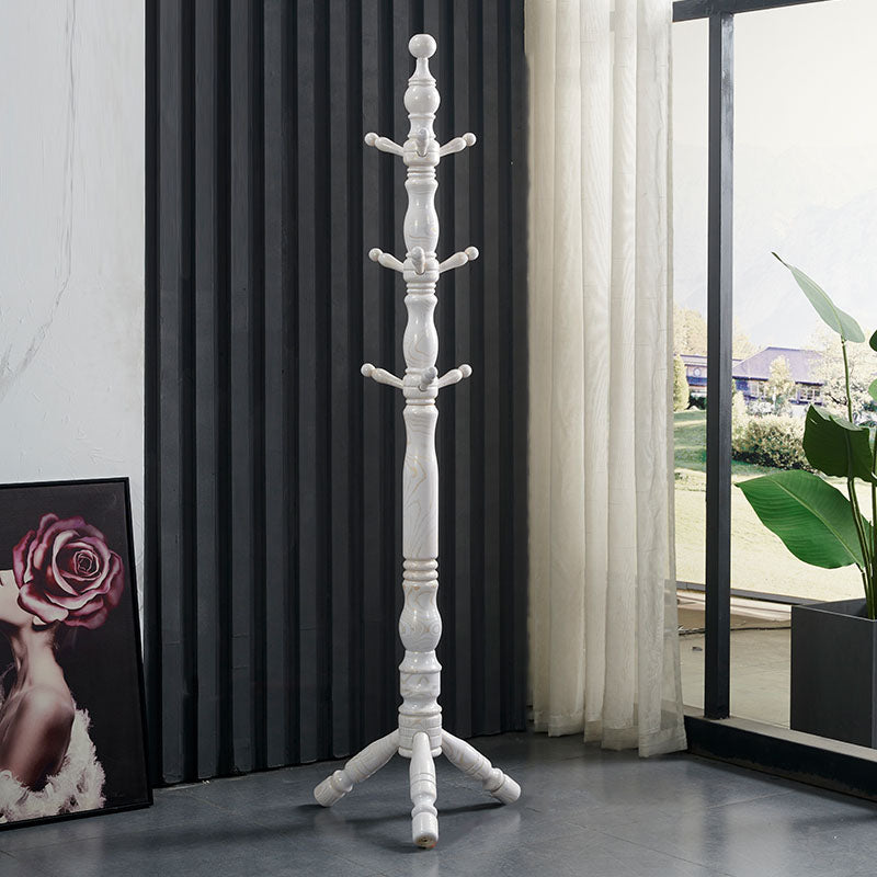 71"H Solid Wood Coat Rack European Style Hanger Ash Wood Modern Hall Tree 20"L x 20"W x 73"H White Clearhalo 'Entry & Mudroom Furniture' 'furn' 'furn_hall_tree_coat_racks' 'Furniture' 'Hall Trees & Coat Racks' 'hall_tree_coat_racks' 6335863