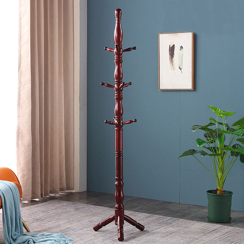 71"H Solid Wood Coat Rack European Style Hanger Ash Wood Modern Hall Tree 18"L x 18"W x 72"H Red Clearhalo 'Entry & Mudroom Furniture' 'furn' 'furn_hall_tree_coat_racks' 'Furniture' 'Hall Trees & Coat Racks' 'hall_tree_coat_racks' 6335864