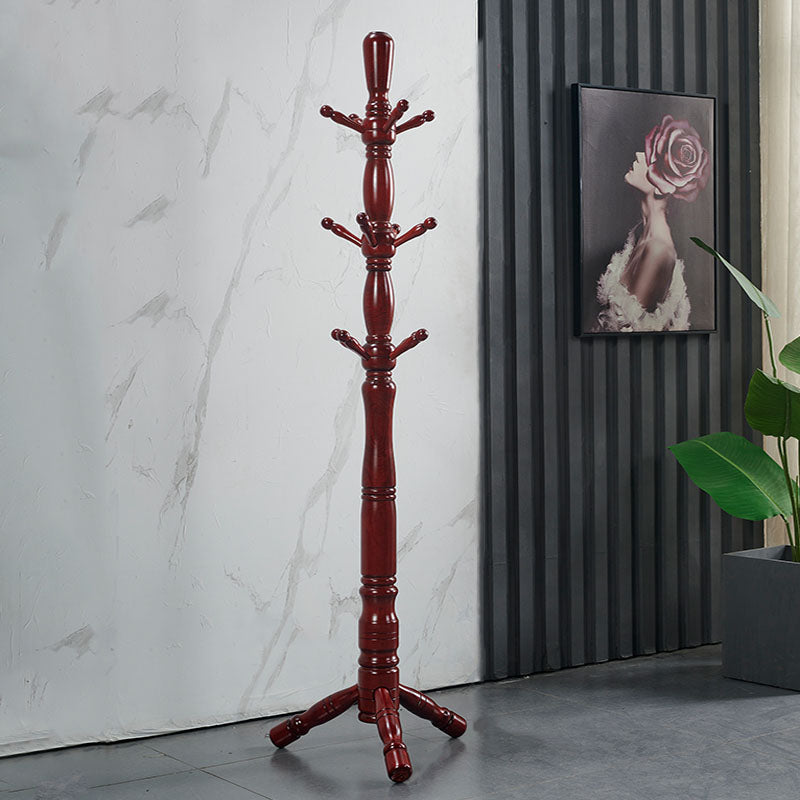 71"H Solid Wood Coat Rack European Style Hanger Ash Wood Modern Hall Tree 20"L x 20"W x 73"H Red Clearhalo 'Entry & Mudroom Furniture' 'furn' 'furn_hall_tree_coat_racks' 'Furniture' 'Hall Trees & Coat Racks' 'hall_tree_coat_racks' 6335868