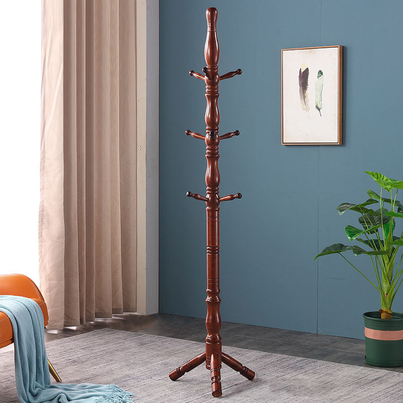 71"H Solid Wood Coat Rack European Style Hanger Ash Wood Modern Hall Tree 18"L x 18"W x 72"H Walnut Clearhalo 'Entry & Mudroom Furniture' 'furn' 'furn_hall_tree_coat_racks' 'Furniture' 'Hall Trees & Coat Racks' 'hall_tree_coat_racks' 6335869