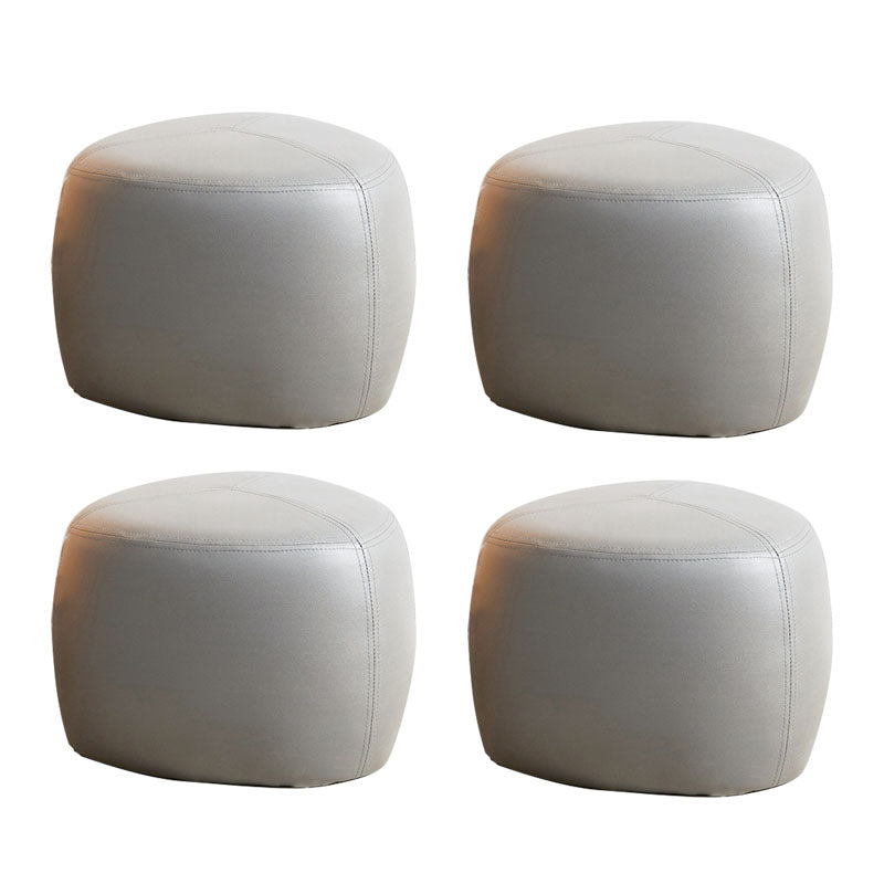 Modern Pouf Ottoman Faux Leather Upholstered Solid Color Triangle Shape Ottoman Gray 4 Piece Set Clearhalo 'furn' 'furn_ottomans_poufs' 'Furniture' 'Living Room Furniture' 'Ottomans & Poufs' 'ottomans_poufs' 6335992