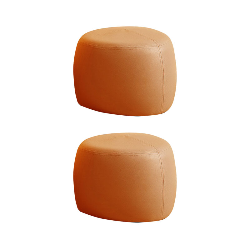 Modern Pouf Ottoman Faux Leather Upholstered Solid Color Triangle Shape Ottoman Orange 2 Piece Set Clearhalo 'furn' 'furn_ottomans_poufs' 'Furniture' 'Living Room Furniture' 'Ottomans & Poufs' 'ottomans_poufs' 6335999