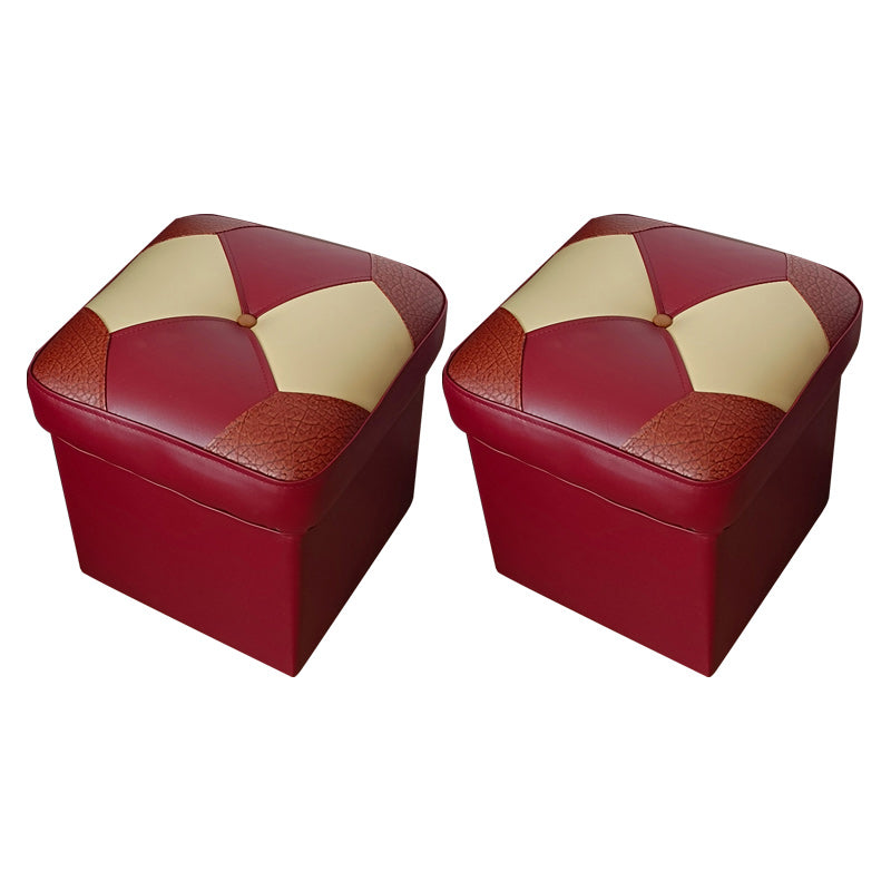 Black Water Resistant Pouf Color Piece Square Pouf for Home Decor Rose Red 2 Piece Set Clearhalo 'furn' 'furn_ottomans_poufs' 'Furniture' 'Living Room Furniture' 'Ottomans & Poufs' 'ottomans_poufs' 6336029