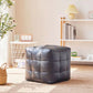 Contemporary Pouf Ottoman Genuine Leather Upholstered Tufted Square Ottoman Gray 1 Piece Clearhalo 'furn' 'furn_ottomans_poufs' 'Furniture' 'Living Room Furniture' 'Ottomans & Poufs' 'ottomans_poufs' 6336044