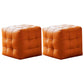 Contemporary Pouf Ottoman Genuine Leather Upholstered Tufted Square Ottoman Orange 2 Piece Set Clearhalo 'furn' 'furn_ottomans_poufs' 'Furniture' 'Living Room Furniture' 'Ottomans & Poufs' 'ottomans_poufs' 6336058