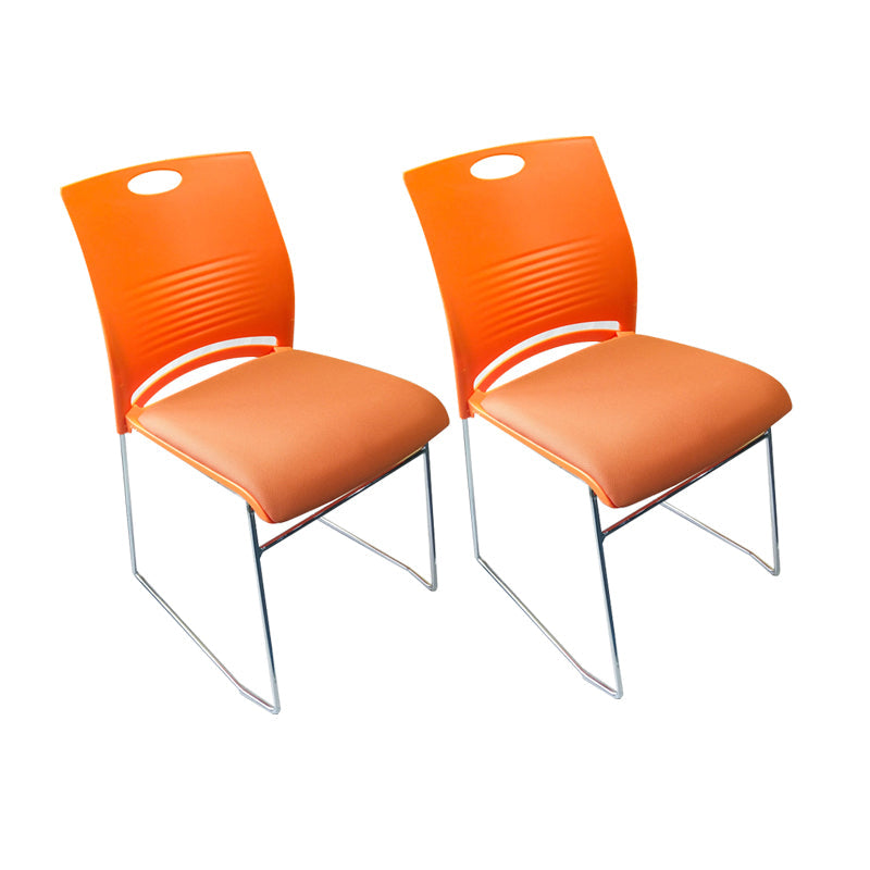 Contemporary Armless Guest Chair Mid Back Plastic Conference Chair 2 Piece Set Orange Clearhalo 'furn' 'furn_office_chair' 'Furniture' 'Office Chairs' 'Office Furniture' 'office_chair' 6336203