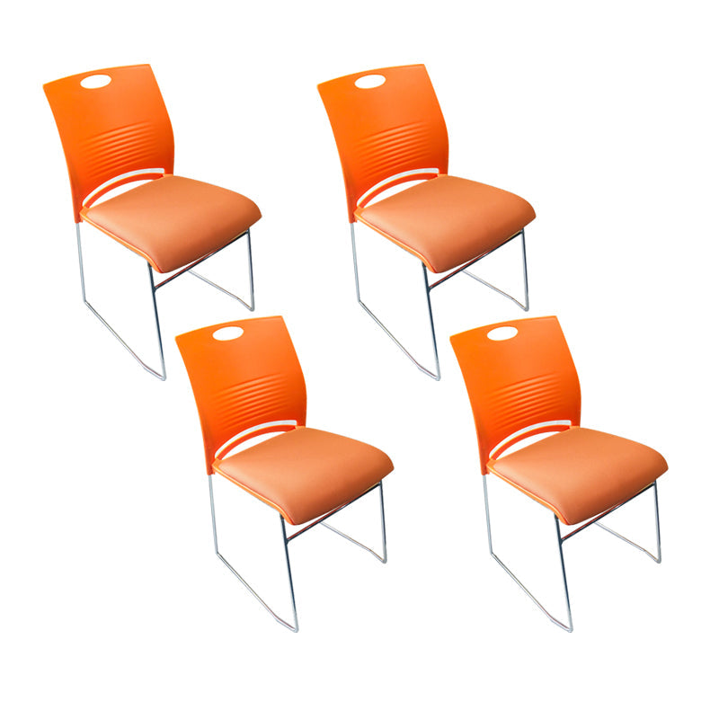 Contemporary Armless Guest Chair Mid Back Plastic Conference Chair 4 Piece Set Orange Clearhalo 'furn' 'furn_office_chair' 'Furniture' 'Office Chairs' 'Office Furniture' 'office_chair' 6336205